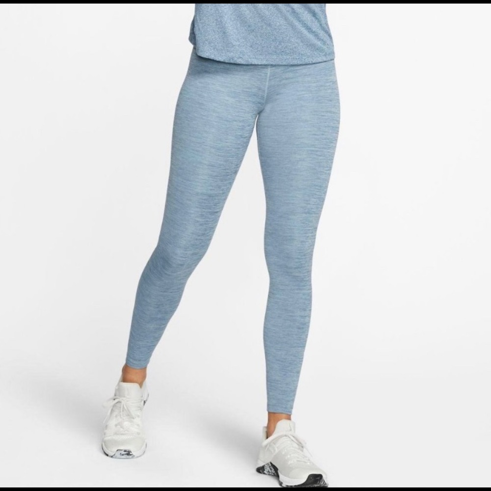 NIKE Blue Dri-fit Legend Fashion Heather Legging S